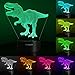 Dinosaur Toys - 3D Dinosaur Night Lights for Kids, 7 Colors Changing Decor Lamp with 3 Dinosaur Stickers, Christmas and Birthday Gifts for Boys Girls