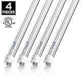 Hyperikon T8 T10 T12 8 Foot, 75 Watt (36W) Clear, LED Light Tube, 5000K, Ballast Bypass Required, UL, 4 Pack