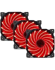 upHere Red LED PC Fan for Computer Cases, CPU Coolers, and Radiators Cooling Ultra Quiet High Airflow 120mm Computer Case Fan, 3-Pack(15R3-3)