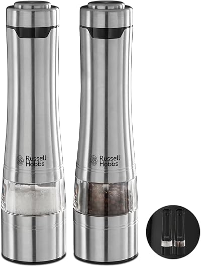 Russell Hobbs Stainless Steel Salt & Pepper Mill Set with Ceramic Grinder