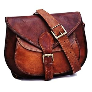 Satchel And Fable Handmade Women Vintage Style Genuine Brown Leather Cross Body Shoulder Bag Handmade Purse