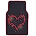 BDK Love Heart Design Carpet Car Floor Mats for Auto Van Truck SUV-4 Pieces Front & Rear Full Set with Rubber Backing-Universal Fit