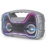 AOMAIS 25W Bluetooth Speakers with HD Stereo Sound & Deep Bass, Portable Outdoor Wireless Stereo Pairing Speaker, IPX7 Waterproof, Built-in Mic, 100ft Bluetooth Range for Party, Camping, Travel - Grey