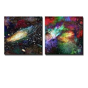 Wall26-2 Piece Vibrantly Colored Galaxies - Canvas Art Home Art - 12x12 inches