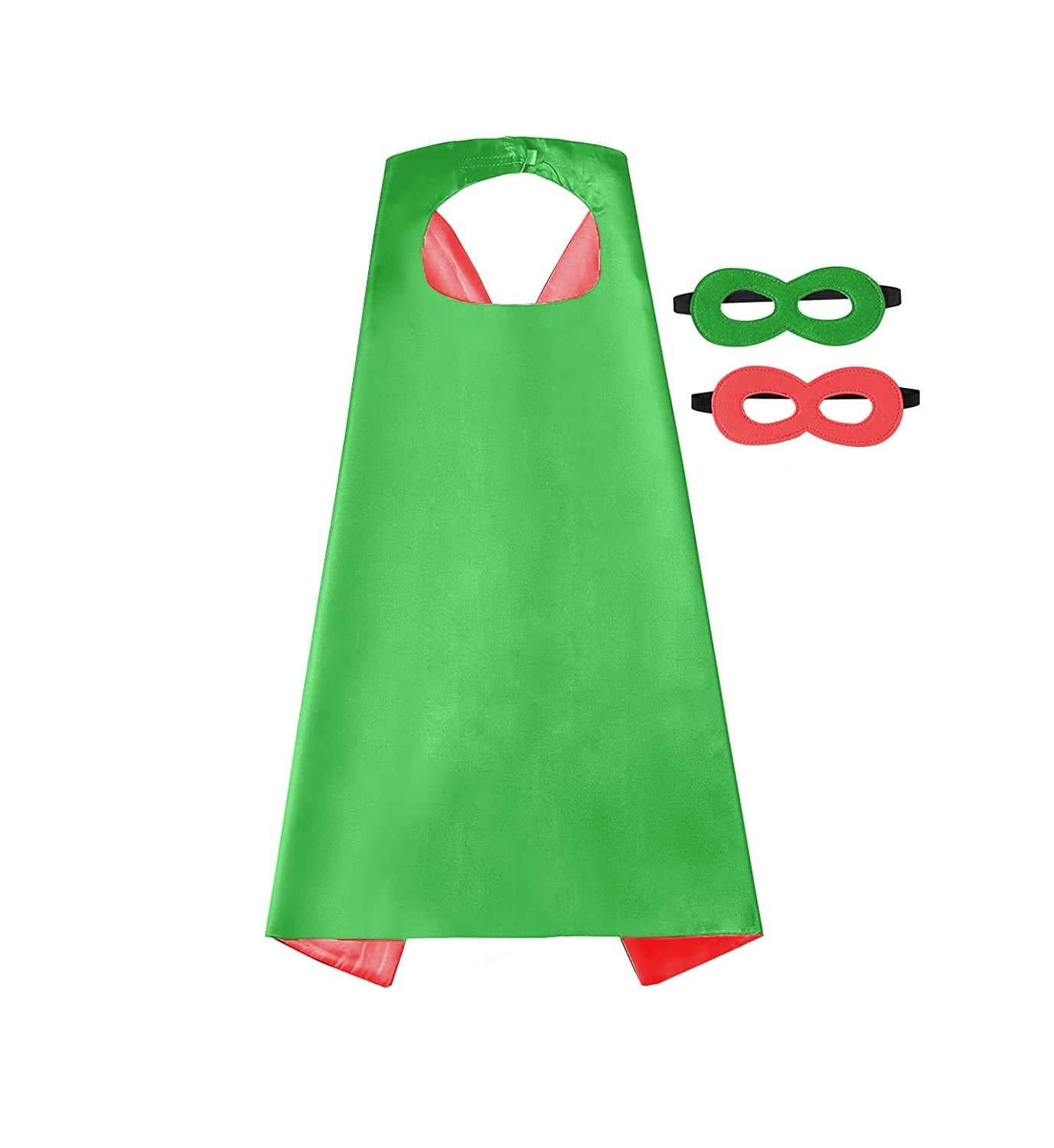 Kids Superhero Cape Mask Set - Hero Costume Fancy Dress Cosplay - Party Dress Up Supplies for Boys & Girls (Green)