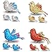 Bird Ornaments Clip-Ons - Set of 12 Includes 3 Each of Red, Blue, Gold and Silver - Sequins and Glitter - Craft Accessories - Each is 3