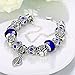 Naivo Designer Inspired Crystal Snake Chain Murano Glass Beads Charm Bracelet - Sapphire Leaf