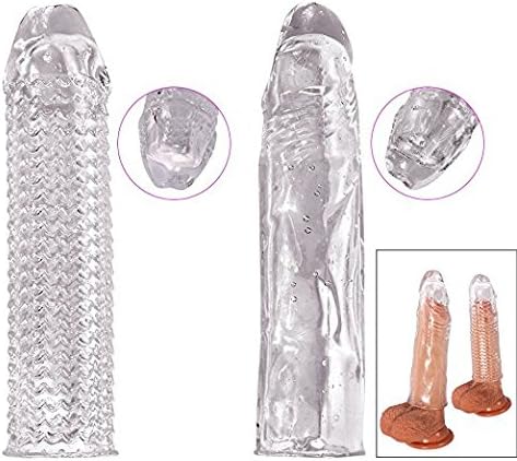Reusable Pe-nis Sl-eeve Extender Co ck Enlarger Con dom Delay Ejaculation Toys for Men 2pcs