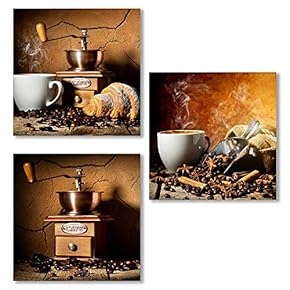 3 Piece Canvas Wall Art for Living Room, Bedroom The Aroma of Coffee Canvas Prints for Home Decoration Ready to Hang - 12"x12"x3 Panels