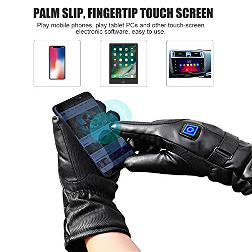 Heated Gloves, 7.4V 4000mAh Rechargeable Battery Heated Leather Gloves for Men Women Waterproof,Fast and Long Time Heating Thermal Gloves Electric Gloves for Motorcycle Skiing Cycling Riding Gloves - Thumbnail 3