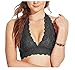 Floral Lace Halter Bra Bralette (M Black)