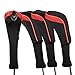 Andux 4 Pack Long Neck Golf Hybrid Club Head Covers Dial No. Tag CTMT-01 Black/Red