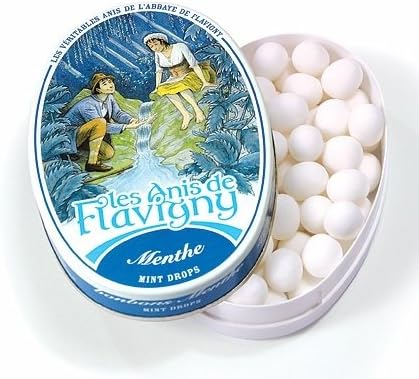 Abbaye de Flavigny Oval Traditional Tin Mint Flavored Anise drops all natural, 1.8 oz, Three