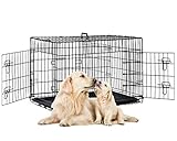 48" 2 Doors Pet Folding Suitcase Dog w/Divider Cat Crate Cage Kennel w/Tray