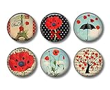 Poppy Flower Magnets - Refrigerator Magnets - Set
