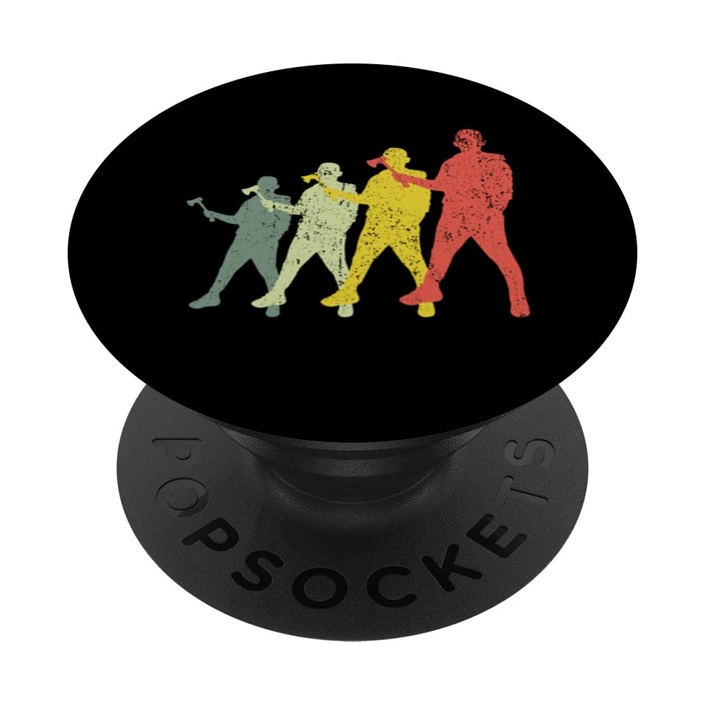 Sports Mom & Dad Silhouette - Vintage Axe Throwing PopSockets Swappable PopGrip