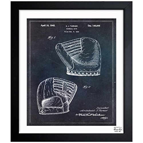 Baseball Mitt 1945' Vintage Framed Wall Art Print for Home decor & Office. The…