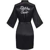 ABC-STAR Women's Birthday Queen Squad Kimono Party Robe Short Silky Nightgown Sleepwear Gift