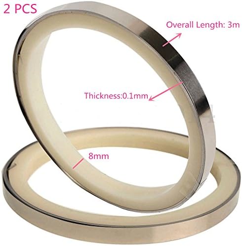 Euros (pack of 2) 8mm x 0.1mm Pure Ni Plate Nickel Strip Tape Length 3M For Li 18650 Battery Spot Welding