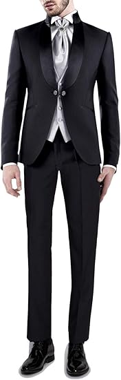 Amazon Co Jp Yzhen メンズパーティーウェディングパーティー用のモダンな3ピーススーツジャケットベストパンツセット 服 ファッション小物