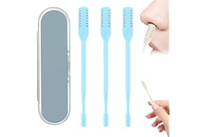 Godmifa 360° Rotating Nose & Ear Groomer, 2025 Dual-Blade Manual Trimmer with Cleaning Brush, 2-in-1 Nasal Hair Cutter for Men and Women (Blue, 3PCS)