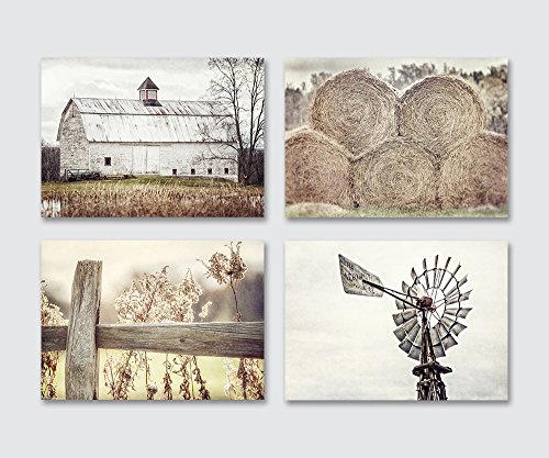 Farmhouse Decor Wall Art Set of 4 Unframed 5x7