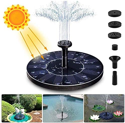 Solar Fountain Pump, 1.4W 150L / H Circle Solar Power Water Fountain Panel with 6 Attaches, Floating Pump for Pond, Fountain, BirdBath, Garden Decoration, Water Cycling, No Electricity Required