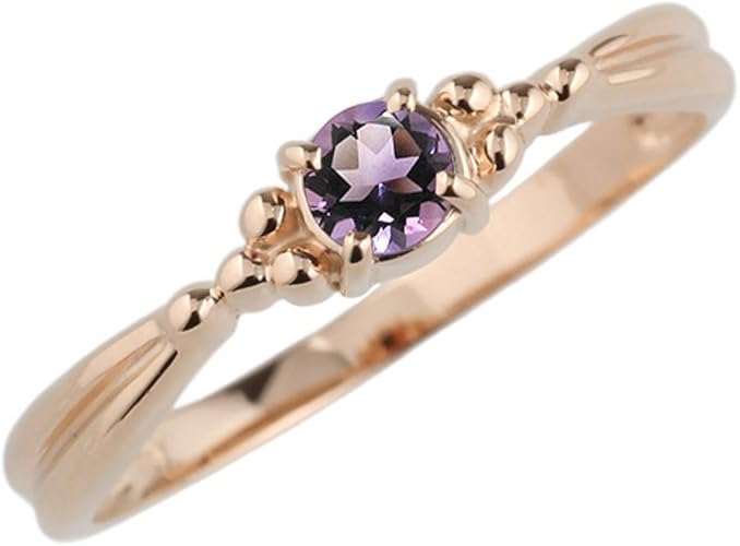 Amazon リュイール 指輪 レディース アメジスト リング 人気 リング 一粒 カラーストーン 指輪 誕生石シンプル 18金 K18ピンクゴールド サイズ 7号 リング 通販