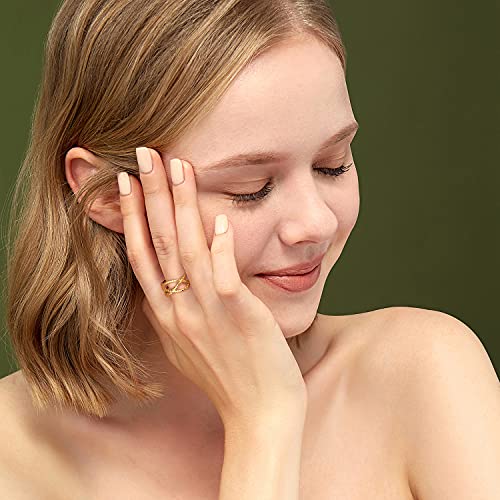 BUEMMR 14K Gold Plated Criss Cross Ring Interwoven Twist Adjustable Open Rings Jewelry for Women Girl