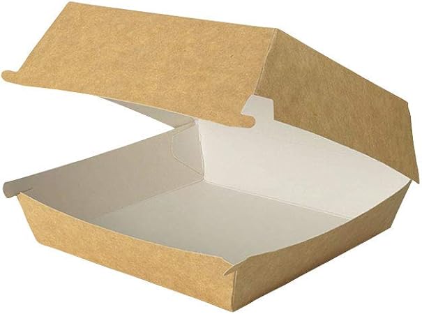 BIOZOYG Take Away Burger Box I 400 Cajas de Hamburguesas con Tapa abatible de cartón de