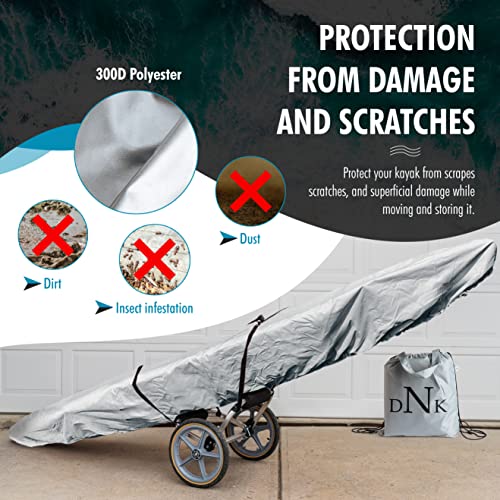 Kayak Cover 300D, Waterproof Canoe and Covers for Outdoor Storage, Fits