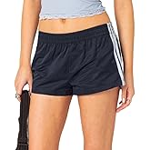 Adoeren Women Y2k Side Striped Shorts Elastic Waist Wide Leg Sweat Shorts Casual Sports Active Going Out Shorts