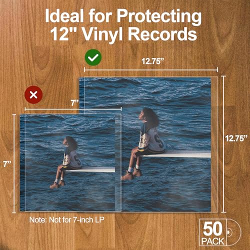 GPXIIZ Vinyl Sleeves Outer 12 Inch | 50x Crystal Clear Record Sleeves | 3 Mil Thick | Acid-Free & High-Density Polypropylene | Plastic Protective Vinyl Album Covers for 12" Single Double Albums & LPs