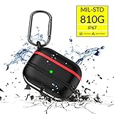 cobcobb Apple Airpods Pro Case Cover -Genuine Waterproof Dustproof Shock-Resistant Protective Accessories Silicone Skin with Carabiner, LED Visible & Wireless Charging Compatible (Carbon)