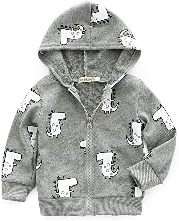 Baby Boys' Girls Cartoon Dinosaur Zip Front Jacket Hoodie Sweatshirt Tops Clothes Coat