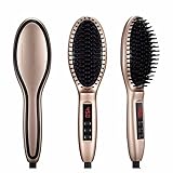 HAOGOODS Professional Ceramic Hair straightener Brush Adjustable Temperature Setting,Max 450 for All Hair Types