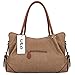 UTO Women Purse 3 Pieces Handbag Set PU Leather Tote Bag Satchel Shoulder Bags with Wristlet Wallet Mud Color