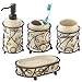 iDesign Twigz 4-Piece Bathroom Accessory Set with Soap Dispenser, Toothbrush Holder, Tumbler, and Soap Dish - Vanilla/Bronze