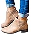 Ferbia Womens Ankle Boots Fall Casual Black Low Block Heel Hollow Out Booties Western Shoes