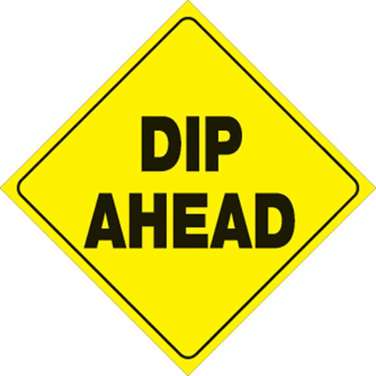 VOSS SIGNS Yellow Plastic Reflective Sign 12" Dip Ahead (1)