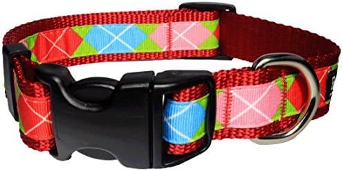 Paw Paws USA Pupcake Argyle Dog Collar, Large, Multicolored