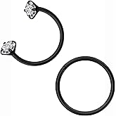 Hoeudjo Horseshoe Nose Ring 18g Surgical Steel Hinged Nose Hoops for Women Half Hoop Earring Horse Shoe Daith Clicker Tragus Earring Hoop Helix Piercing Jewelry Double Gem