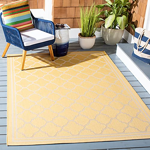 SAFAVIEH Courtyard Collection 4' x 5'7" Gold/Beige CY6918 Trellis Indoor/ Outsi…