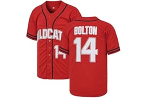 KOYY Mens #14 Bolton Wildcats Baseball Jersey #8 Danforth 90s Movie Halloween Christmas Party Stitched Jerseys Red XS-XXL