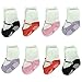 Baby Girls Socks, Colorfox Toddler Mary Jane Walker Sneaker Non-slip Cotton Crew Socks for 6-12 Months 8 Pairs