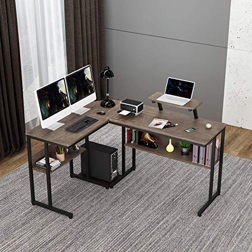 Ruitta Reversible Computer Corner Desk 58" L Shaped Desk, Corner Gaming