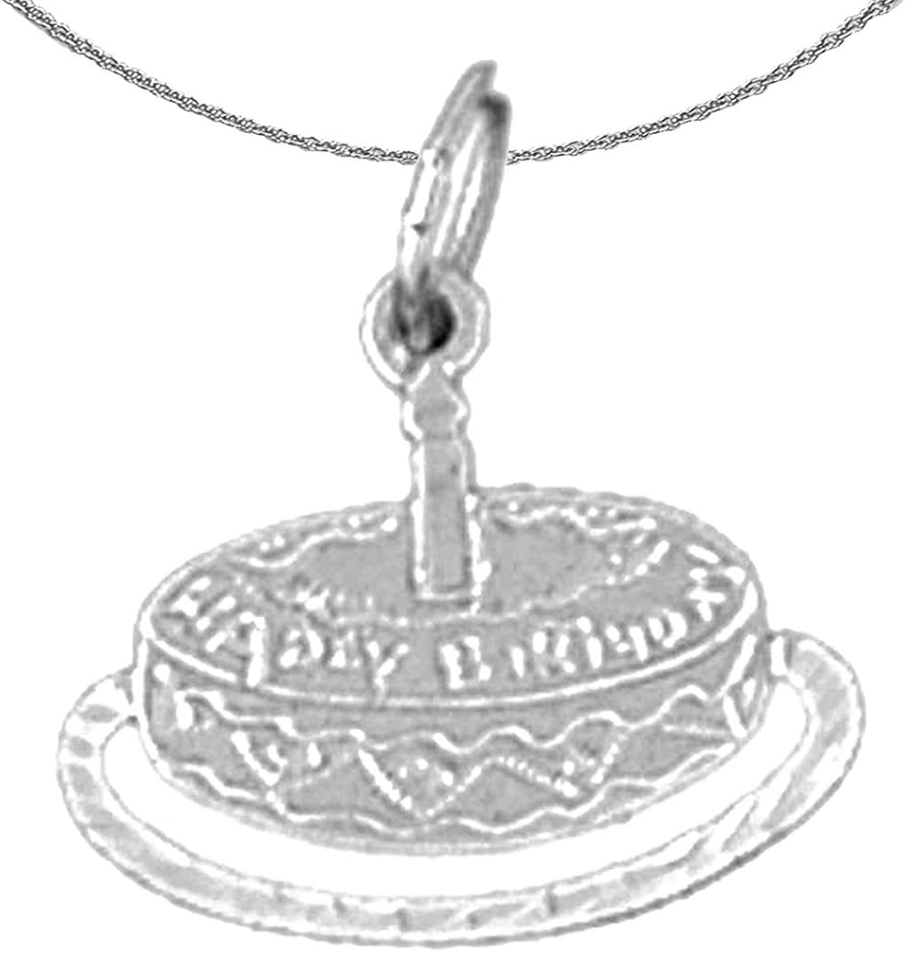 Jewels Obsession Gold Birthday Cake Necklace 14K White