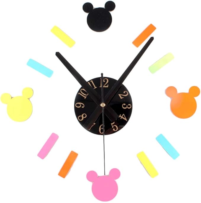 YJSMXYD Relojes de Pared DiyMouse Stickers Reloj Cama Niños Elegantes y