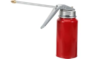PARTYKINDOM High Pressure Oiling Can - 200ml Portable Red Lubrication Pot with Flexible Spout for Precision Oiling in Automotive and Workshop Applications