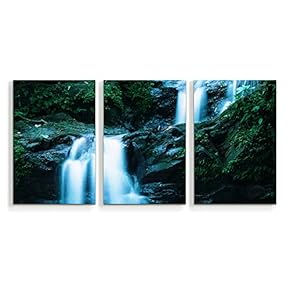 3 Piece Canvas Wall Art Waterfall in Deep Forest of Croatia Painting Artwork for Home Prints Frame - 16"x24" x 3 Panels